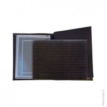 Обложка для автодокументов и паспорта OfficeSpace кожа тип 3, черный, плетенка