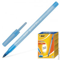 Ручка шариковая BIC "Round Stic", корпус голубой, толщина письма 0,4 мм, синяя, 921403