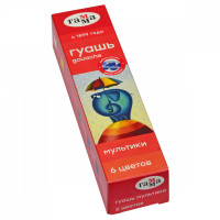 Гуашь Гамма 'Мультики', 06 цветов, 15мл, блок-тара, картон. упак.