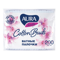 Ватные палочки Aura 'Beauty', 200шт., полиэтиленовый пакет, комплект 200 шт