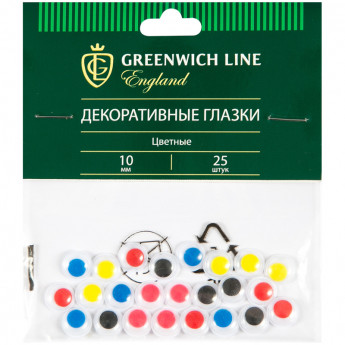 Материал декоративный Greenwich Line "Глазки", цветные, 10мм, 25шт. 10 шт/в уп