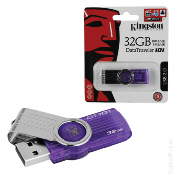 Флэш-диск 32 GB, KINGSTON Data Traveler 101G2, USB 2.0, пурпурный