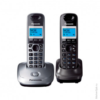 Телефон беспроводной Panasonic KX-TG2512RU1(2), 2 трубки, монохром.дисплей, АОН, 50номеров, сер/черн