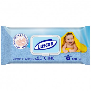 Салфетки влажные Luscan детские 100 шт с крышкой, комплект 100 шт