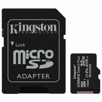 Карта памяти microSDHC 32GB KINGSTON Canvas Select Plus,UHS-I U1,100 Мб/с(class 10),адап, SDCS2/32GB