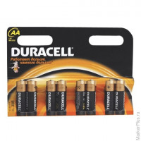 Батарейки КОМПЛЕКТ 8 шт., DURACELL Basic ОРИГИНАЛ, AA (LR6, 15А), алкалиновые, пальчиковые, C0033441, комплект 8 шт