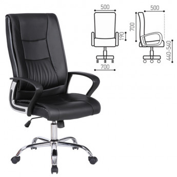 Кресло офисное BRABIX Forward EX-570, хром, экокожа, черное, XXXXXX