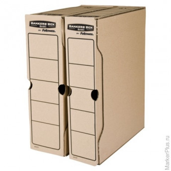 Накопитель документов, лоток-коробка FELLOWES Bankers Box "Basic", 80 мм, бурый, до 650 л., FS-00103