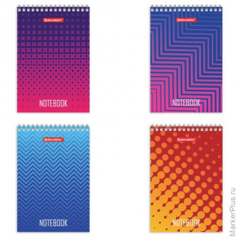 Блокнот МАЛЫЙ ФОРМАТ А6 97х145 мм, 80 л., гребень, картон, клетка, BRAUBERG, "Геометрия", 129834, ассорти