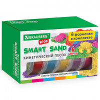Песок для лепки кинетический BRAUBERG KIDS, 6 цветов, 720 г, 4 формочки, 665090