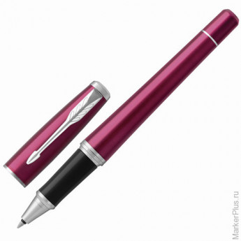 Ручка-роллер PARKER "Urban Core Vibrant Magenta CT", корпус пурпурный глянцевый лак, хромированные детали, черная, 1931590