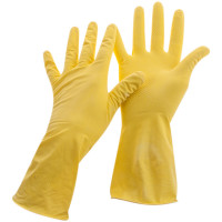 Перчатки резиновые OfficeClean хозяйственные, р.L, желтые, пакет с европодвесом