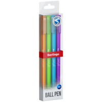 Ручка шариковая Berlingo "Starlight", синяя, 0,7мм, игольчатый стержень, прорезиненный корпус ассорти 24 шт/в уп