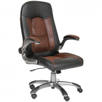 Кресло руководителя Chairman 439 PL, экокожа чёрная/микрофибра коричневая, механизм качания