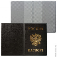 Обложка для паспорта России, вертикальная, ПВХ, цвет черный, "ДПС", 2203.В-107