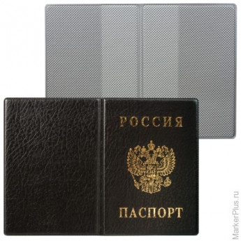 Обложка для паспорта России, вертикальная, ПВХ, цвет черный, 'ДПС', 2203.В-107