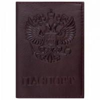 Обложка для паспорта натуральная кожа Nebraska, "Герб", бордовая, BRAUBERG, 237199