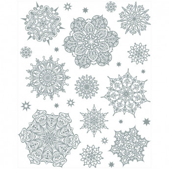 Новогоднее оконное украшение "Снежинки серебряные 3" 30*38 см