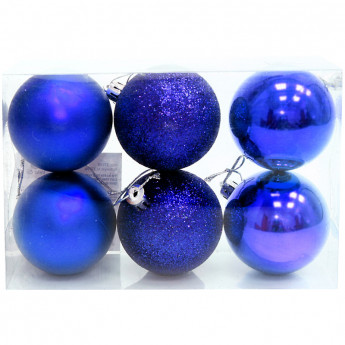 Набор пластиковых шаров 6 шт, 50 мм, синий