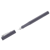 Ручка перьевая Faber-Castell 'Grip 2010', синяя, 0,6мм, трехгран., бархатный серый корпус
