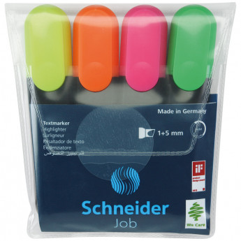 Набор текстовыделителей Schneider 'Job' 4цв., 1-5мм, прозрачный чехол