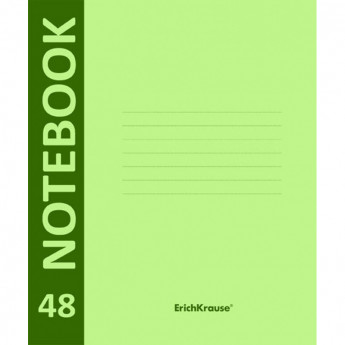 Тетрадь общая ErichKrause А5+ 48л клетка,скреп,пластикобл.Neon,зелен. 46935