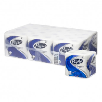 Бумага туалетная Papia Professional, 3 сл., мини-рулон, 16,8 м/рул, 8шт, двойн. тиснение, цвет белый