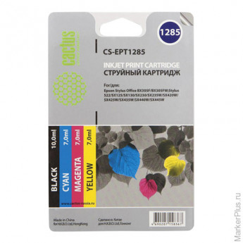 Картридж струйный EPSON (EPT1285) Stylus SX1, комплект, черный/голубой/пурпурный/желтый, CACTUS, сов