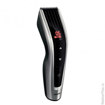 Машинка для стрижки волос PHILIPS HC7460/15, 60 установок длины, 3 насадки, аккумулятор+сеть, черная