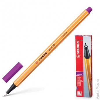 Ручка капиллярная (линер) STABILO "Point", СИРЕНЕВАЯ, корпус оранжевый, линия письма 0,4 мм, 88/58