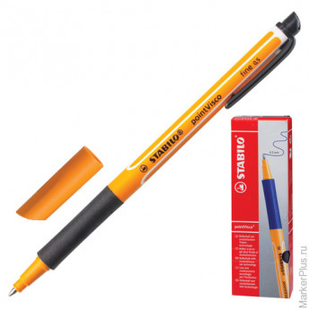 Ручка гелевая STABILO "PointVisco", корпус черно-оранжевый, толщина письма 0,5 мм, черная, 1099/46