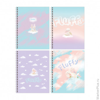 Тетрадь 80л., А5, клетка на гребне BG "Fluffy", матовая ламинация