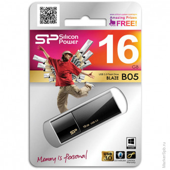 Память SiliconPower "Blaze B05" 16GB, USB3.0 Flash Drive, черный