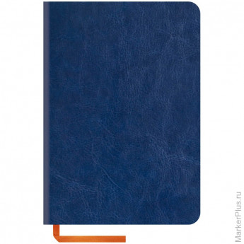 Записная книжка А6 120л. ЛАЙТ, кожзам, "Nebraska soft", синий, тонир.блок, ляссе, цв.срез