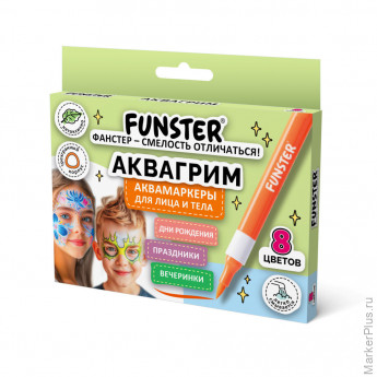 Аквагрим аквамаркеры для лица и тела, 8 цветов, FUNSTER (ФАНСТЕР), 152608