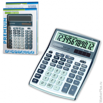 Калькулятор CITIZEN настольный CCC-112WB, 12 разрядов, двойное питание, 207x155 мм, ССC-112