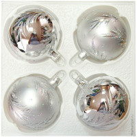 Набор стеклянных шаров "Зимняя ветка" 4 шт, 75 мм, комплект 4 шт