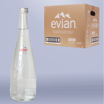 Вода негазированная минеральная EVIAN (Эвиан), 0,75 л, стеклянная бутылка, 10718