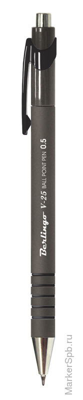 Ручка шариковая автоматическая "V-25", черная, 0,5мм