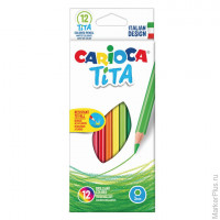 Карандаши цветные CARIOCA 'Tita', 12 цветов, пластиковые, грифель 3 мм, шестигранные, европодвес, 42793