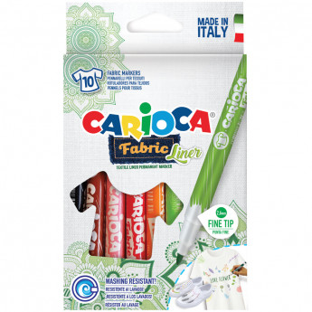 Набор фломастеров для ткани Carioca 'Fabric Liner' 10цв., картон. уп., европодвес