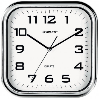 Часы настенные ход плавный, офисные Scarlett SC-WC1003O, квадратные, 30,5*30,5*4,8, серебр. рамка