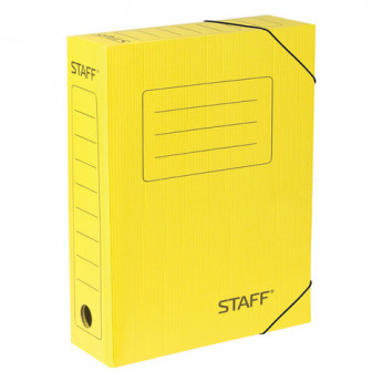 Папка для бумаг с резинкой STAFF, микрогофрокартон, 75 мм, до 700 листов, желтая, 128 880
