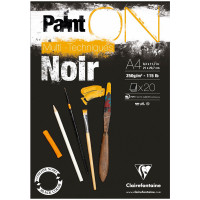 Альбом для смешанных техник 20л., А4, на склейке Clairefontaine 'Paint'ON Noir', 250г/м2, черная