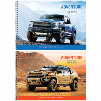 Альбом для рисования 24л., А4 на гребне ArtSpace 'Авто. Off-road adventures', 18 шт/в уп
