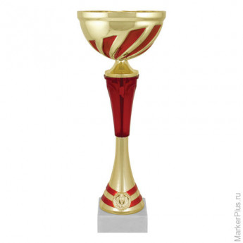 Кубок металлический "Март" (80х80х230 мм), основание мрамор, "золото", стем красный, 8390-230-001