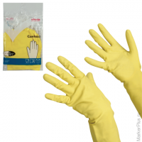 Перчатки хозяйственные резиновые VILEDA "Контракт" с х/б напылением, размер M (средний), желтые, 101
