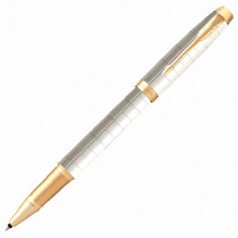 Ручка-роллер PARKER 'IM Premium Pearl GT', корпус жемчужный лак, позолоченные детали, черная, 2143646