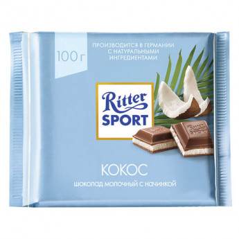 Шоколад RITTER SPORT "Кокос", молочный с начинкой, 100 г, ш/к 98003, RU2986