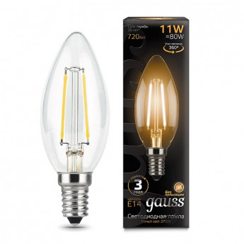 Лампа светодиодная Gauss LED Filament Свеча E14 11Вт 720Лм 2700К, 103801111
